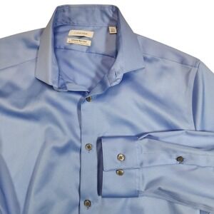 Calvin Klein Blue Slim Fit Non Iron Stretch Twill Dress Shirt 15.5 NWT
